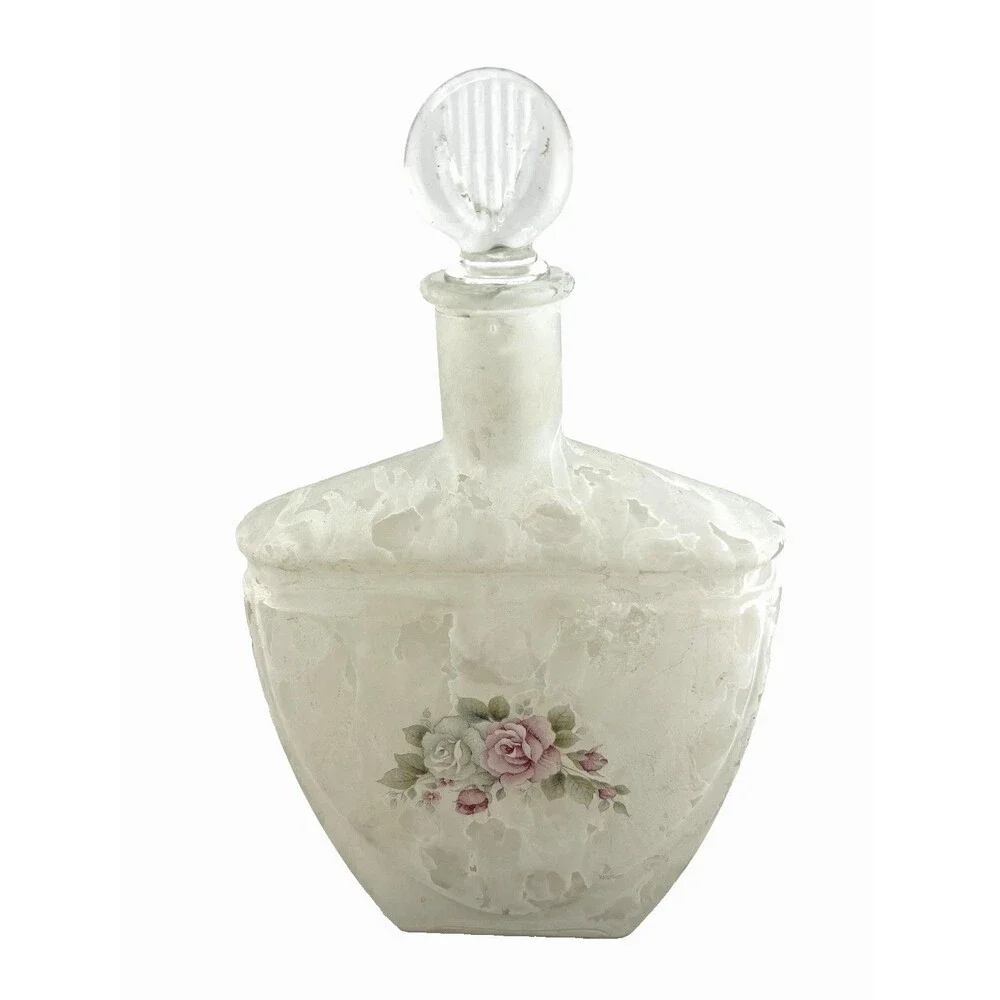 Arte MURANO Crystal Silvestri Decanter & Cordial Glasses Set White Marble Rose